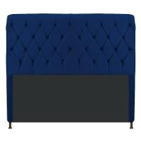 Cabeceira Cristal 140Cm Casal C Capitonê Suede Azul Marinho - 1