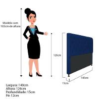 Cabeceira Cristal 140Cm Casal C Capitonê Suede Azul Marinho - 2