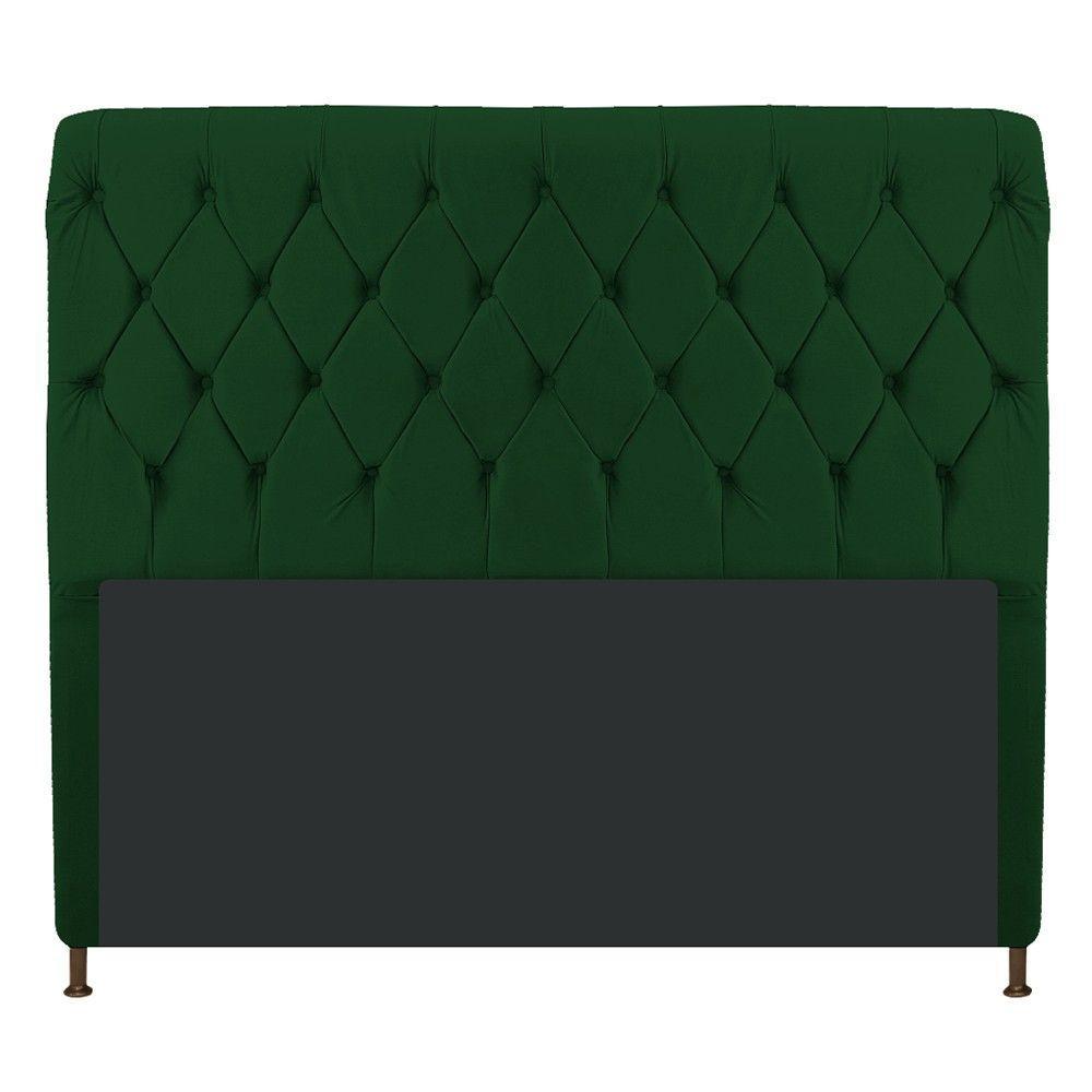 Cabeceira Cristal 160 Cm Queen Size Com Capitonê Suede Verde - 1