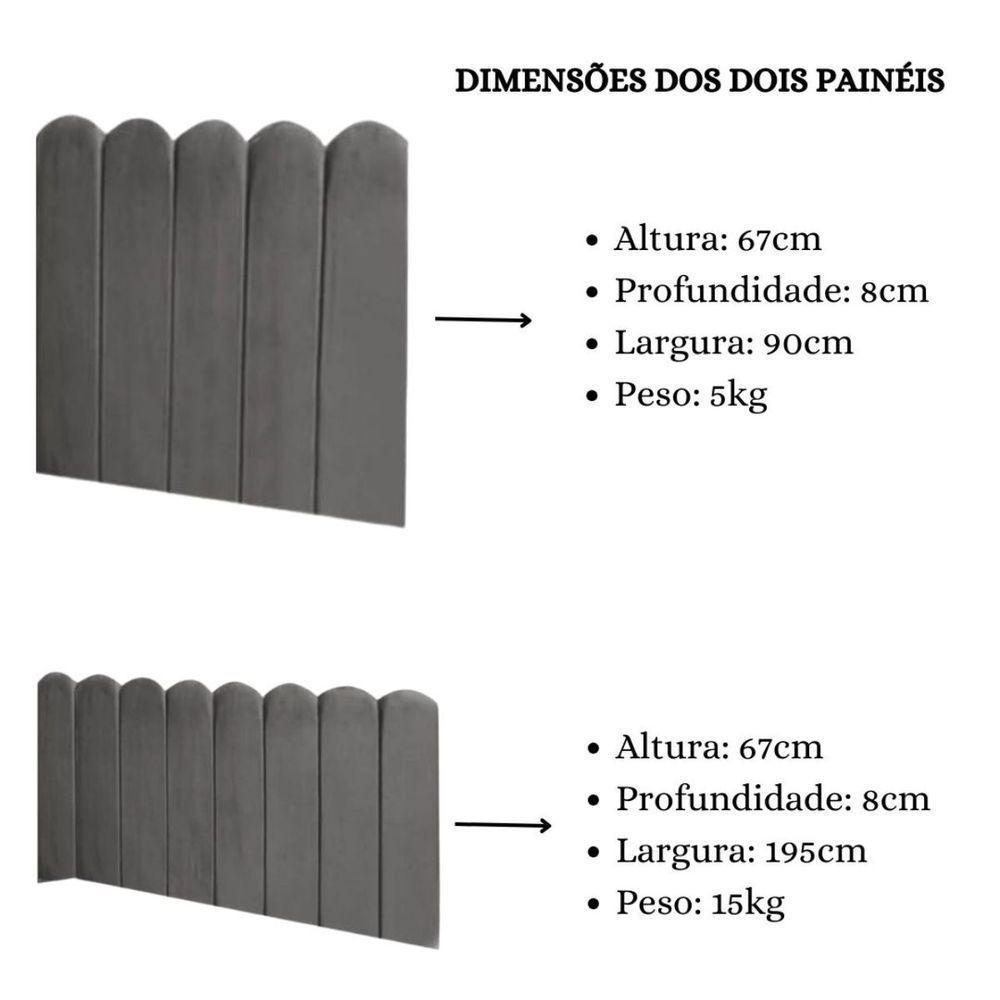 Cabeceira Painel Cama Solteiro Box Nuvem Suede Sandy 90 Cm :cinza Escuro - 3