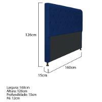 Cabeceira 160 Cm Queen Size Com Capitonê Suede Azul Marinho - 2