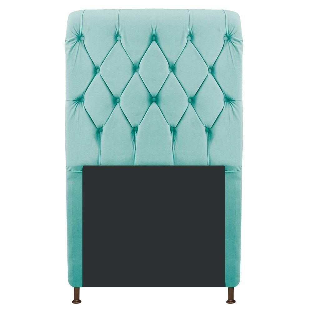 Cabeceira Cristal 100Cm Solteiro Capitonê Suede Azul Tiffany - 1