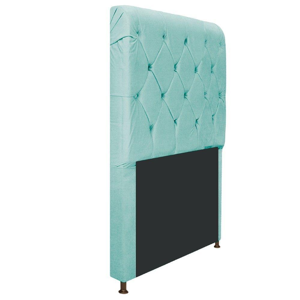 Cabeceira Cristal 100Cm Solteiro Capitonê Suede Azul Tiffany - 3