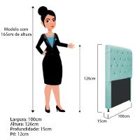 Cabeceira Cristal 100Cm Solteiro Capitonê Suede Azul Tiffany - 2
