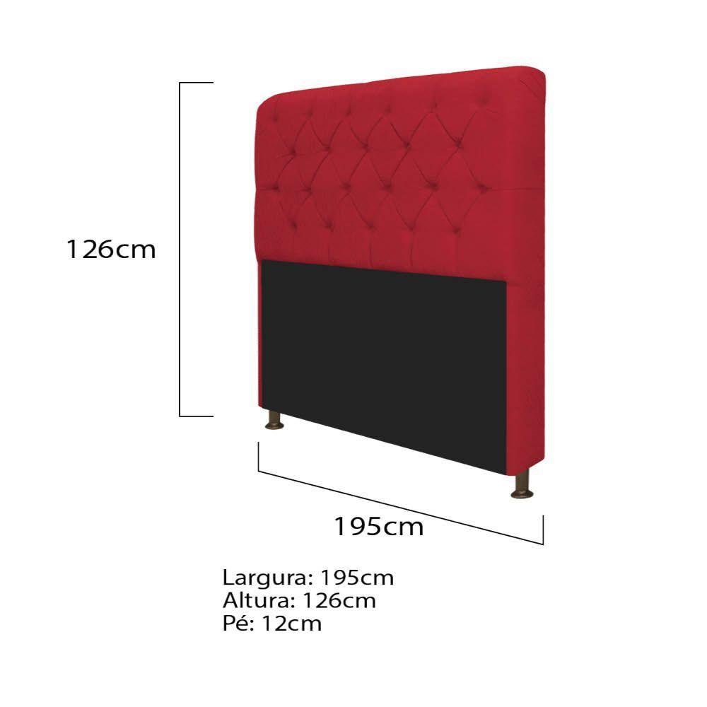 Kit Cabeceira Lady Recamier Félix 195cm Suede Vermelho - 2