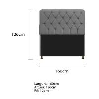 Cabeceira Estofada Lady 160 Cm Queen Size Com Capitonê Suede - Doce Sonho Móveis Cinza - 2