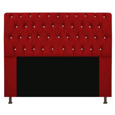 Cabeceira Estofada Lady Com Strass 195 Cm Queen Size Suede - Doce Sonho Móveis Vermelho