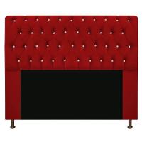 Cabeceira Estofada Lady Com Strass 195 Cm Queen Size Suede - Doce Sonho Móveis Vermelho - 1