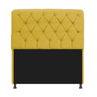 Cabeceira Estofada Lady 195 Cm King Size Com Capitonê Suede - Doce Sonho Móveis Amarelo