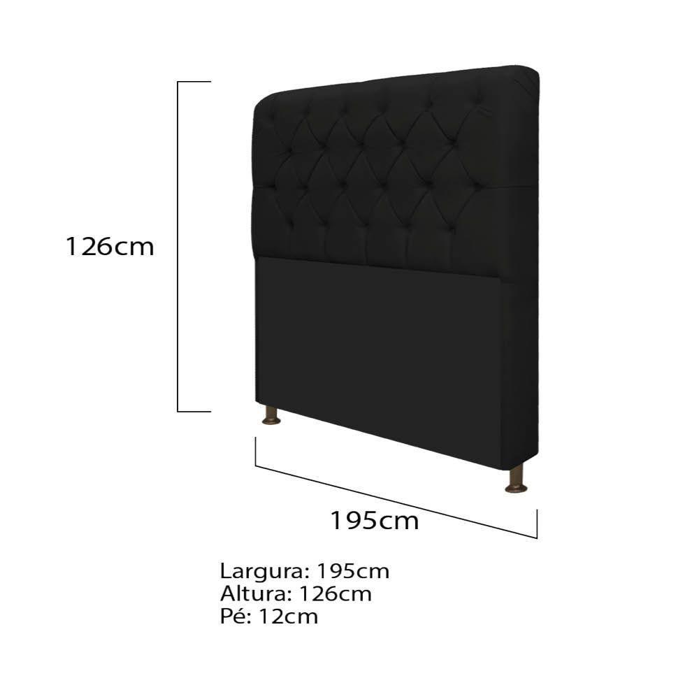 Kit Cabeceira Lady Recamier Félix 195cm Suede Preto - 2