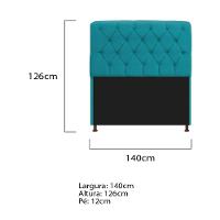 Cabeceira Estofada Lady 140 Cm Solteiro Com Capitonê Suede - Doce Sonho Móveis Azul Turquesa - 2