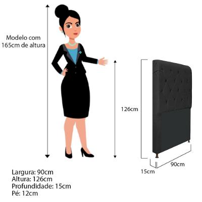Cabeceira Cristal 90 Cm Solteiro Com Capitonê Suede Preto