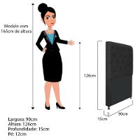 Cabeceira Cristal 90 Cm Solteiro Com Capitonê Suede Preto - 1
