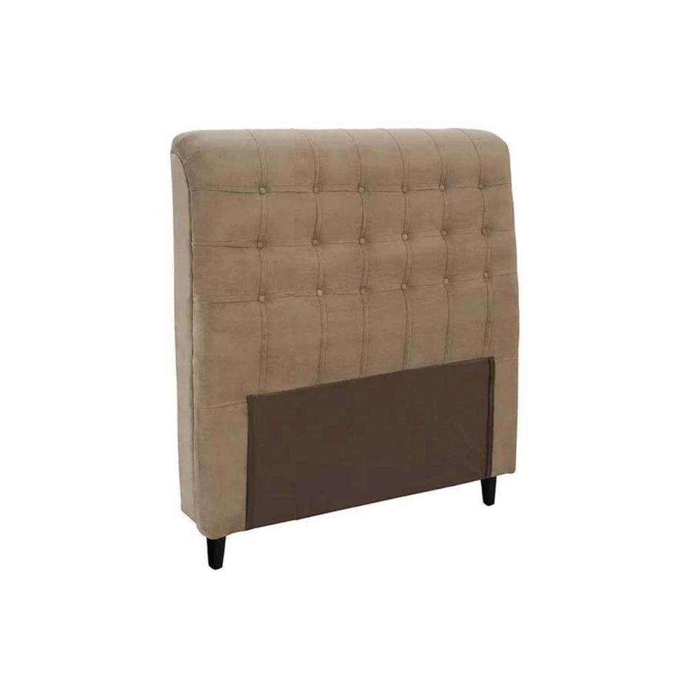 Cabeceira Cama Box Estofada Solteiro Solteiro Dama Plus Suede Bege - Simbal - 1