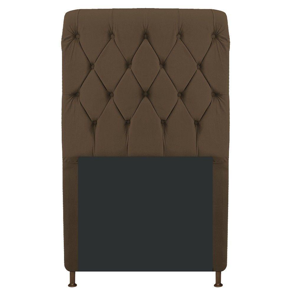 Cabeceira Cristal 90 Cm Solteiro Com Capitonê Suede Marrom - 1