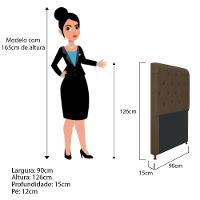Cabeceira Cristal 90 Cm Solteiro Com Capitonê Suede Marrom - 2