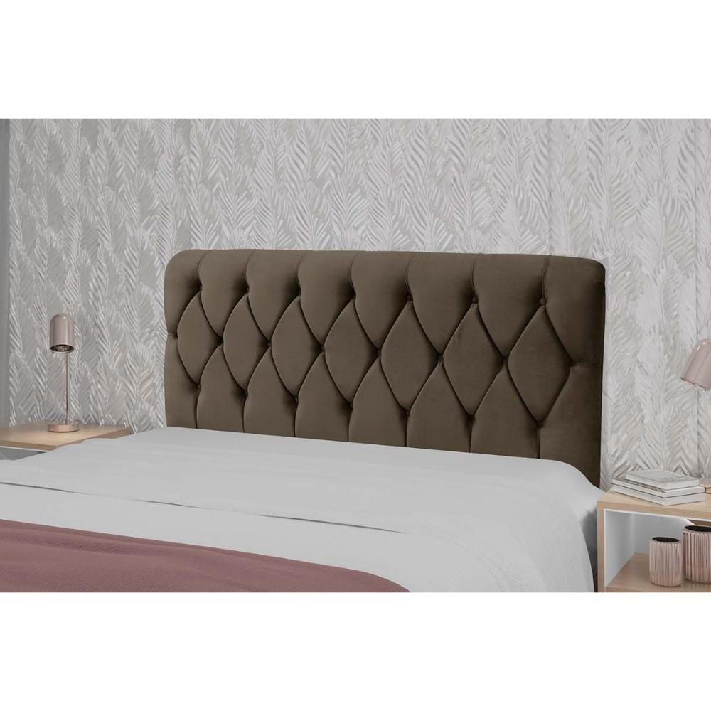 Cabeceira Cama Box Estofada Queen Viena Plus Queen 160 Veludo Cacau - Simbal - 1