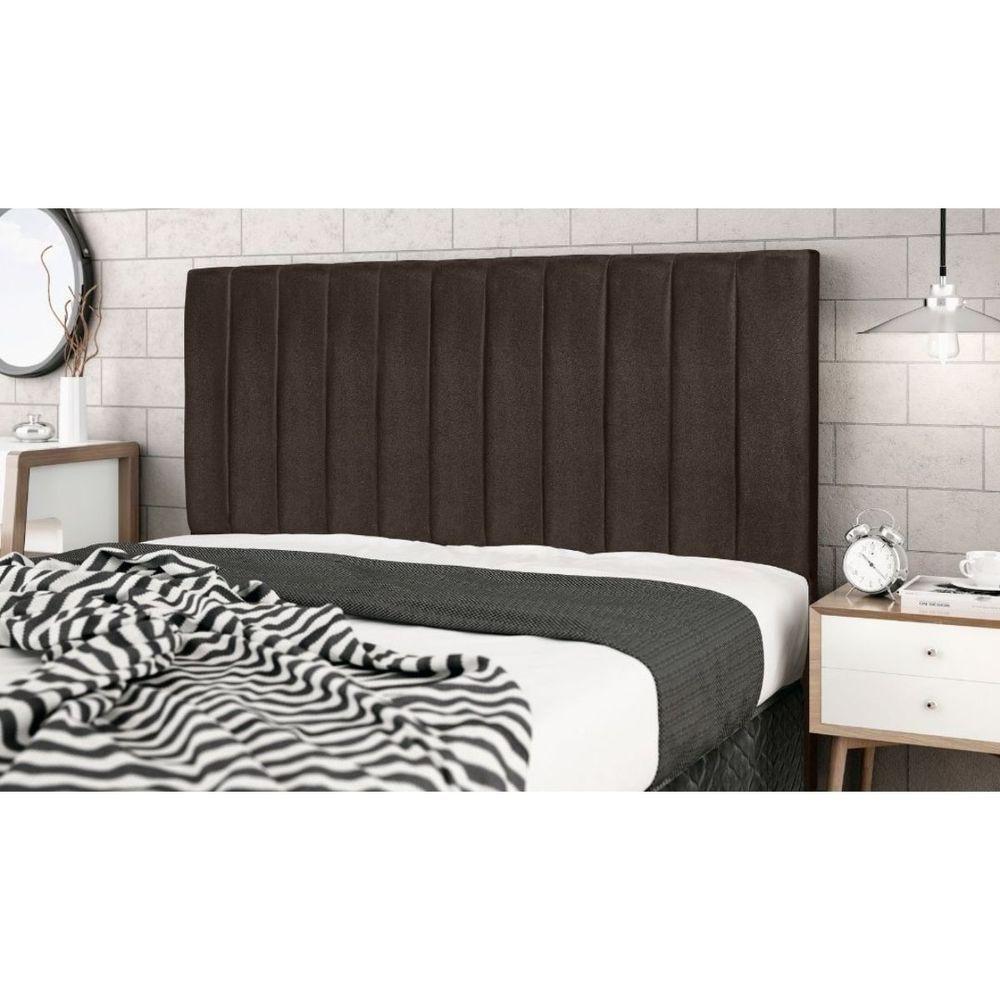 Cabeceira Cama Box Casal 140 Cm Carla Suede Marrom E Frame - 3