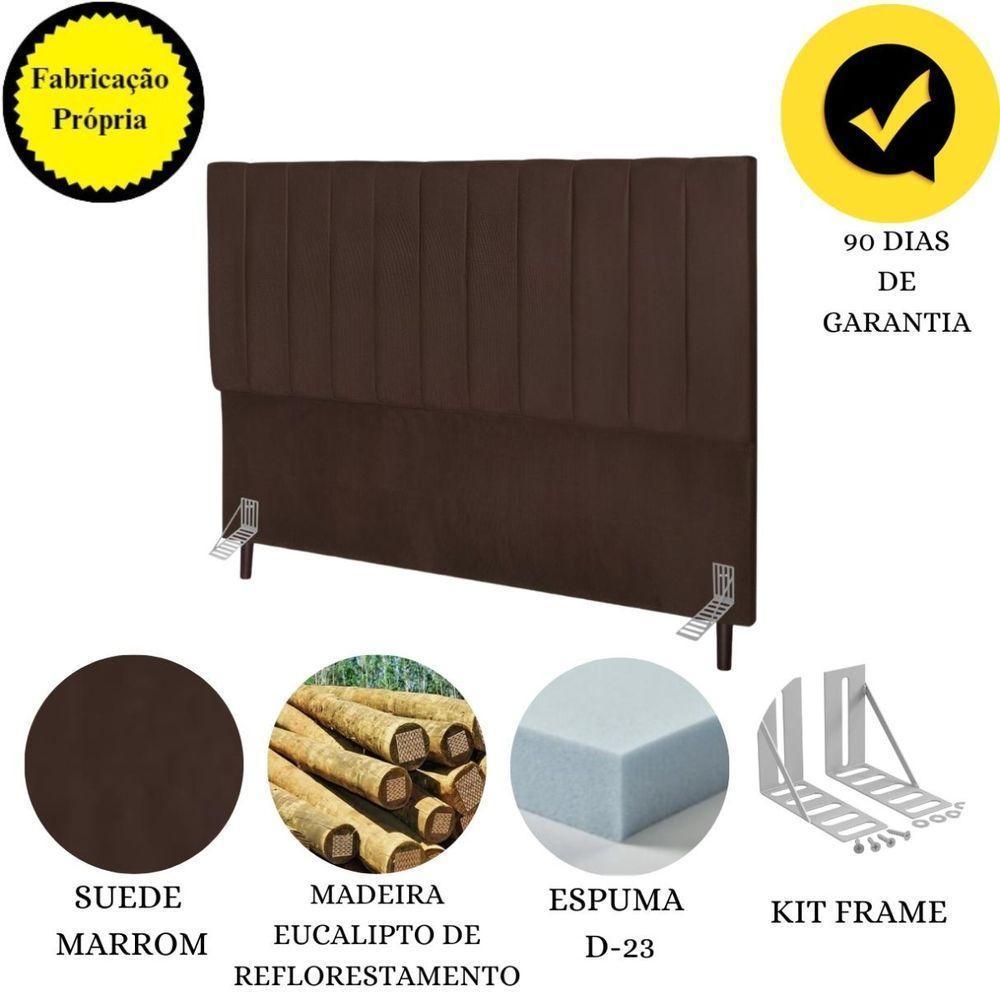 Cabeceira Cama Box Casal 140 Cm Carla Suede Marrom E Frame - 4