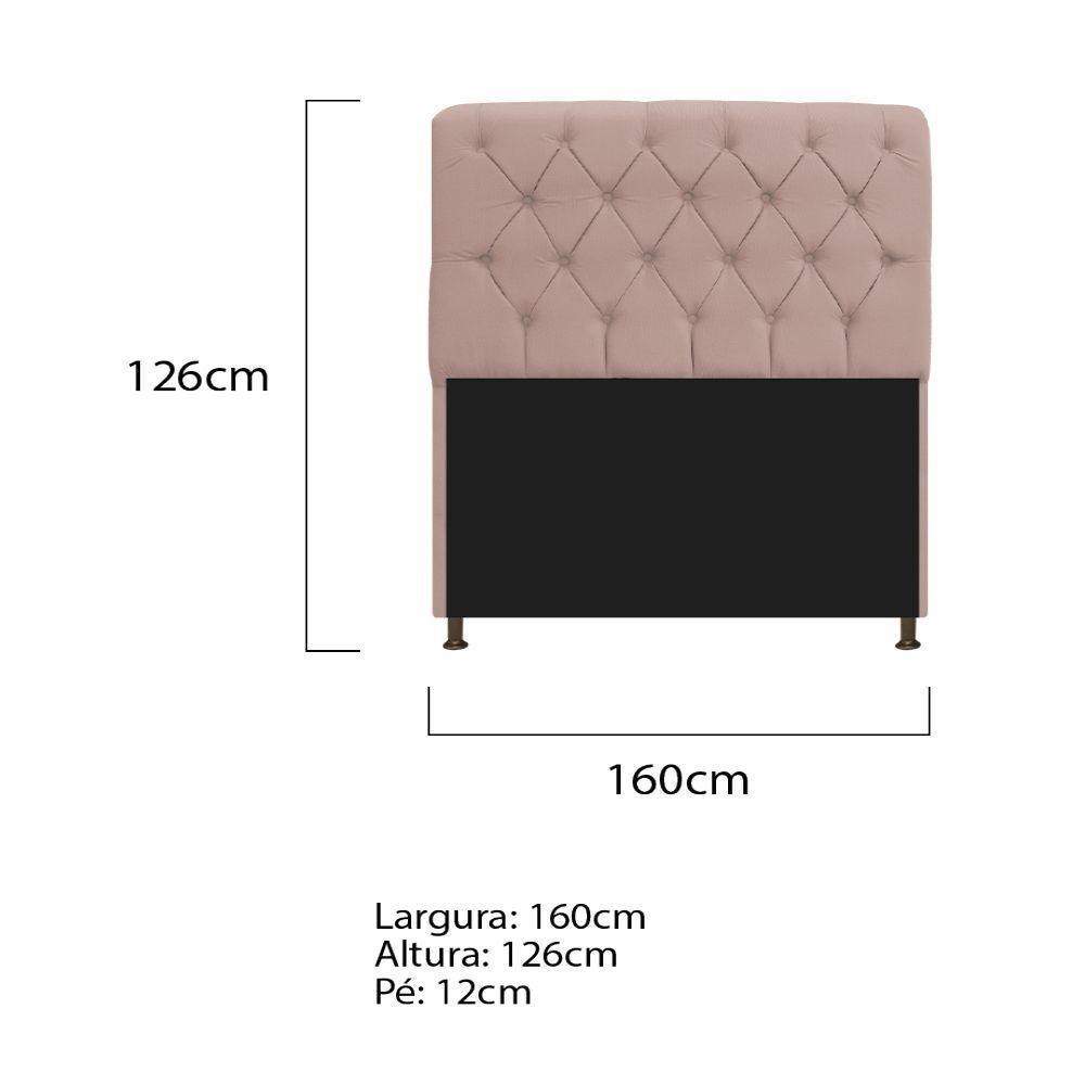 Cabeceira Estofada Lady 160 Cm Queen Size Com Capitonê Suede - Doce Sonho Móveis Rosê - 2
