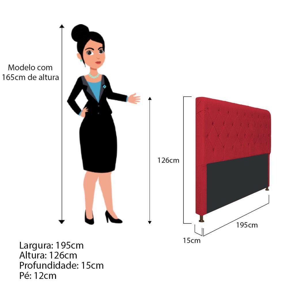 Cabeceira Cristal 195Cm King Size C Capitonê Suede Vermelho - 2