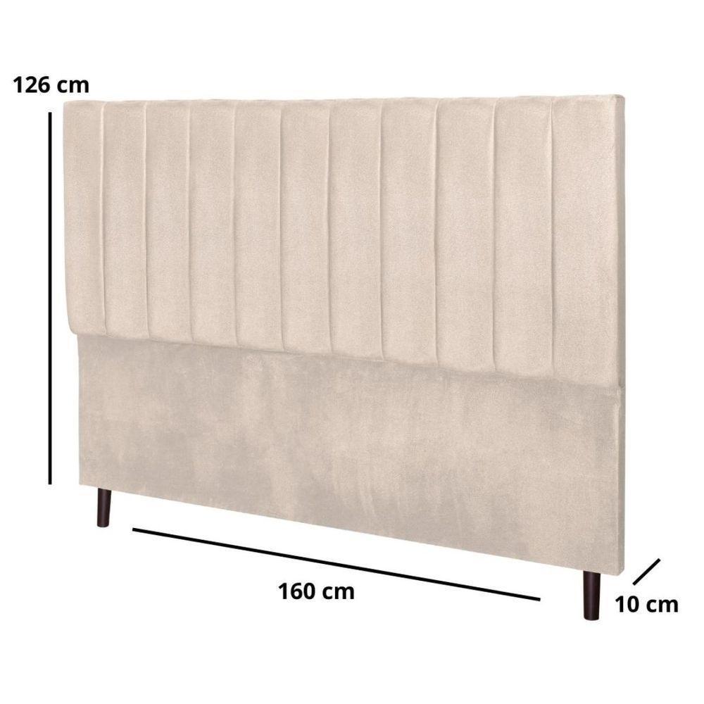 Cabeceira Cama Box Queen 160cm Carla Suede Bege E Frame - 6