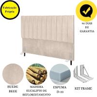 Cabeceira Cama Box Queen 160cm Carla Suede Bege E Frame - 7