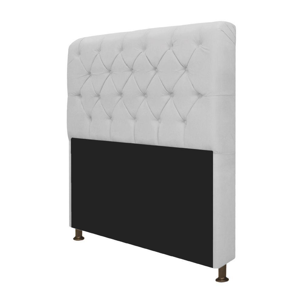 Cabeceira Estofada Lady 195 Cm King Size Com Capitonê Suede - Doce Sonho Móveis Branco - 3