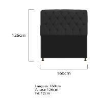 Cabeceira Estofada Lady 160 Cm Queen Size Com Capitonê Suede - Doce Sonho Móveis Preto - 2