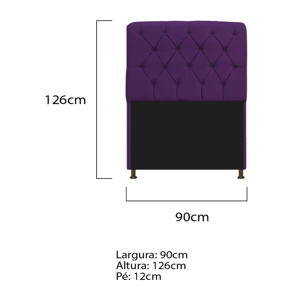 Cabeceira Estofada Lady 90 Cm Solteiro Com Capitonê Suede - Doce Sonho Móveis Roxo - 2