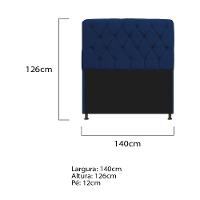 Cabeceira Estofada Lady 140 Cm Solteiro Com Capitonê Suede - Doce Sonho Móveis Azul Marinho - 2