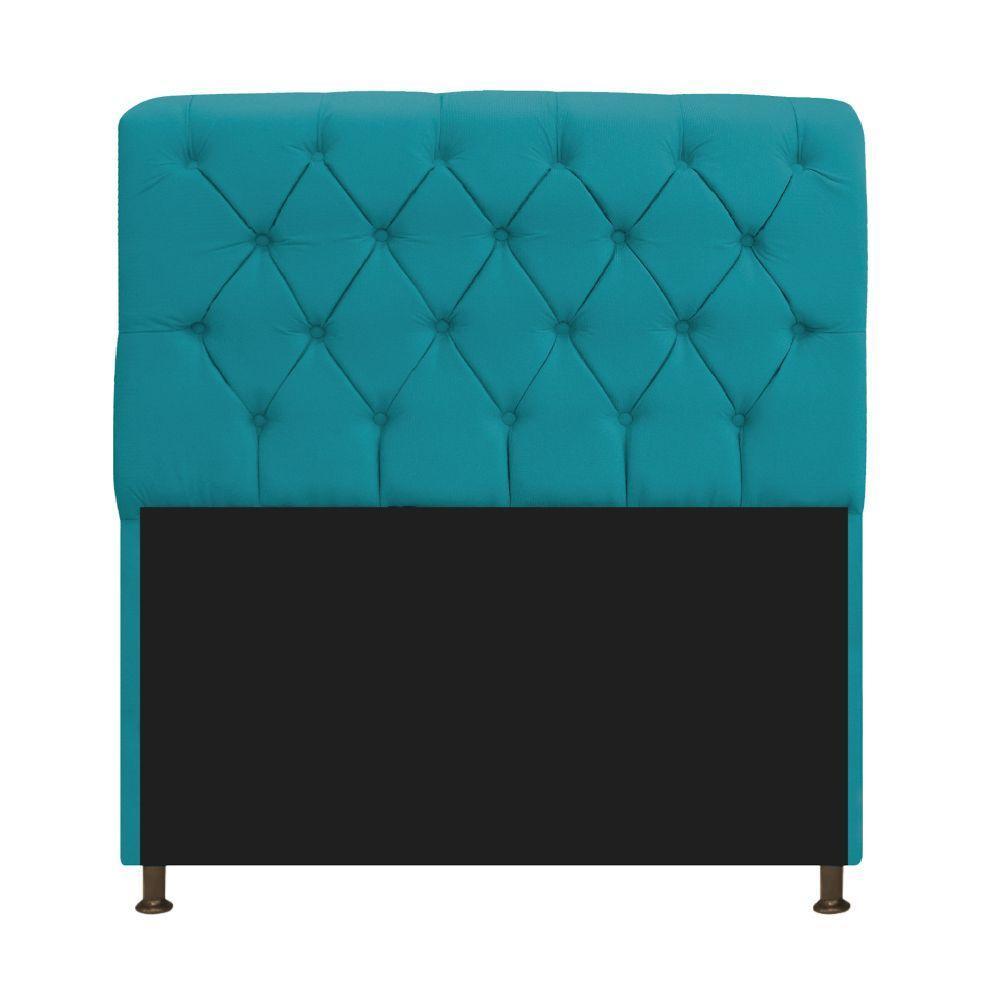 Cabeceira Estofada Lady 195 Cm King Size Com Capitonê Suede - Doce Sonho Móveis Azul Turquesa - 1