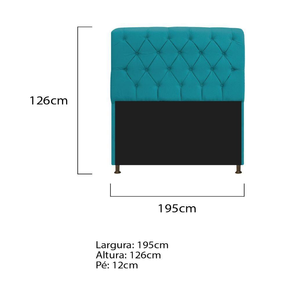 Cabeceira Estofada Lady 195 Cm King Size Com Capitonê Suede - Doce Sonho Móveis Azul Turquesa - 3