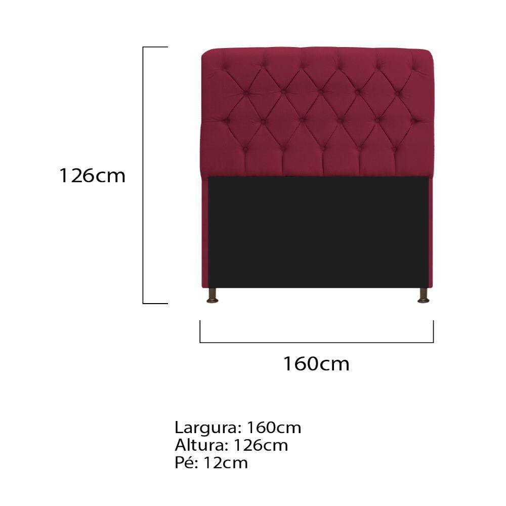 Cabeceira Estofada Lady 160 Cm Queen Size Com Capitonê Suede - Doce Sonho Móveis Bordô - 2