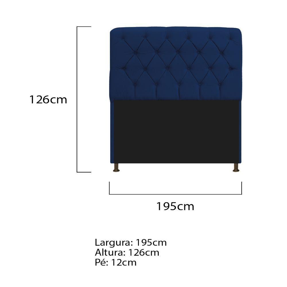 Cabeceira Estofada Lady 195 Cm King Size Com Capitonê Suede - Doce Sonho Móveis Azul Marinho - 2