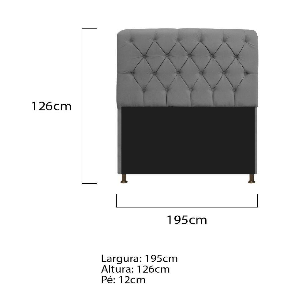 Cabeceira Estofada Lady 195 Cm King Size Com Capitonê Suede - Doce Sonho Móveis Cinza - 2