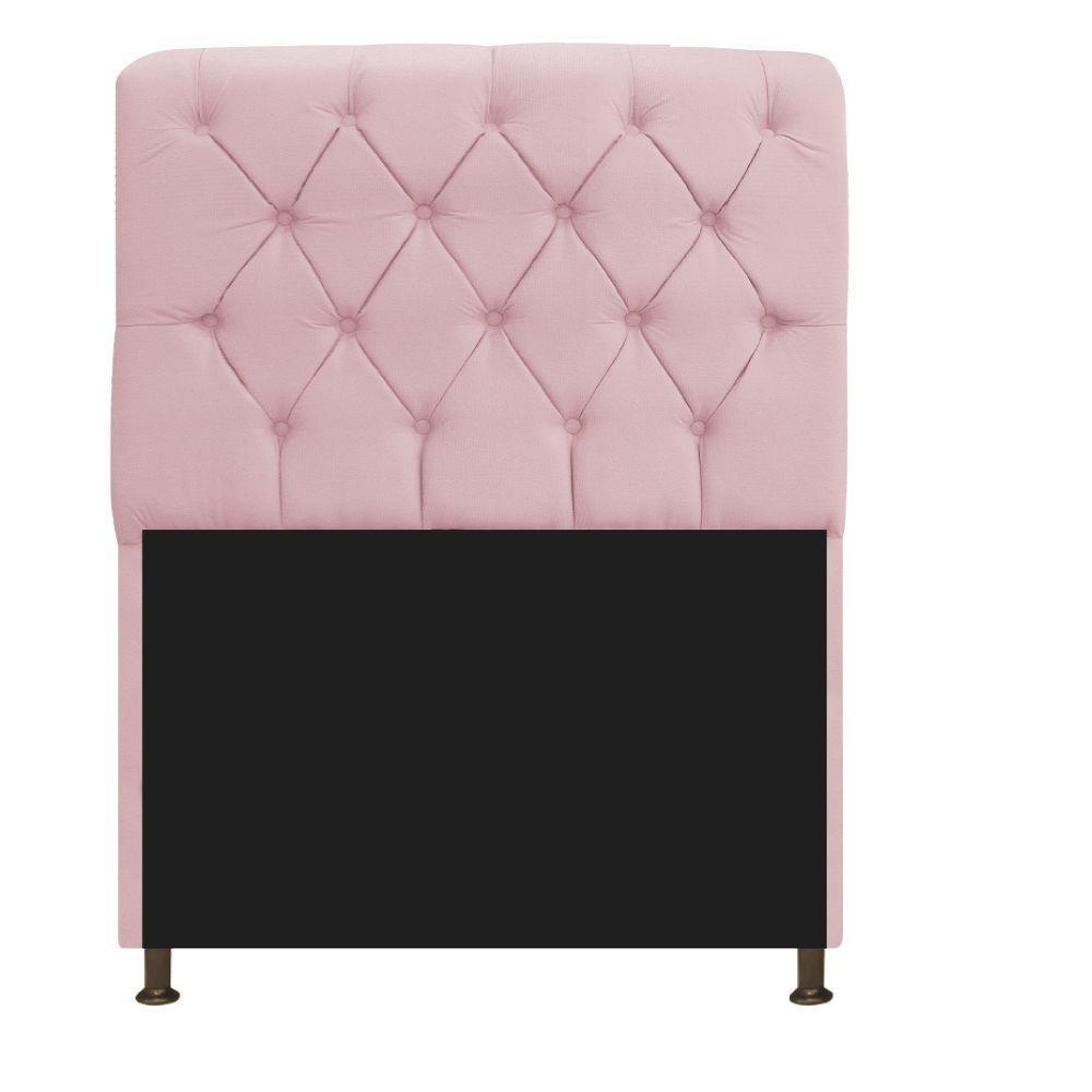 Cabeceira Estofada Lady 90 Cm Solteiro Com Capitonê Suede - Doce Sonho Móveis Rosa Bebê - 1