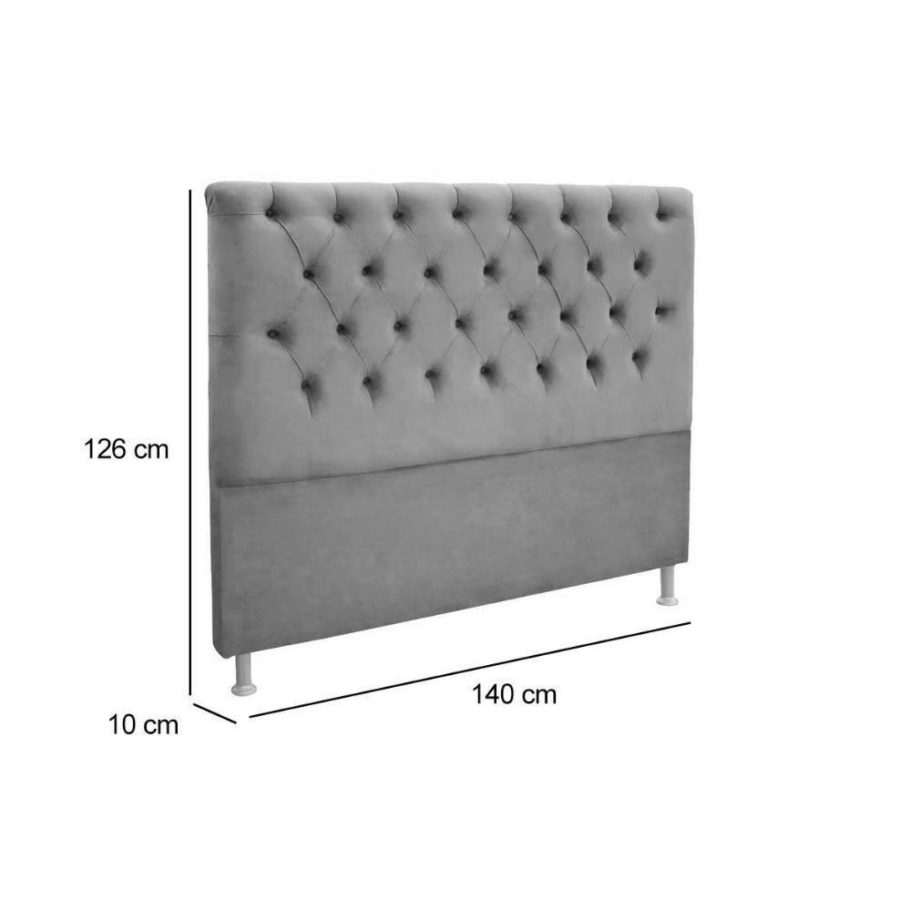 Cabeceira Cama Box Estofada Casal Casal Embaixatriz Plus Suede Cinza - Simbal - 3