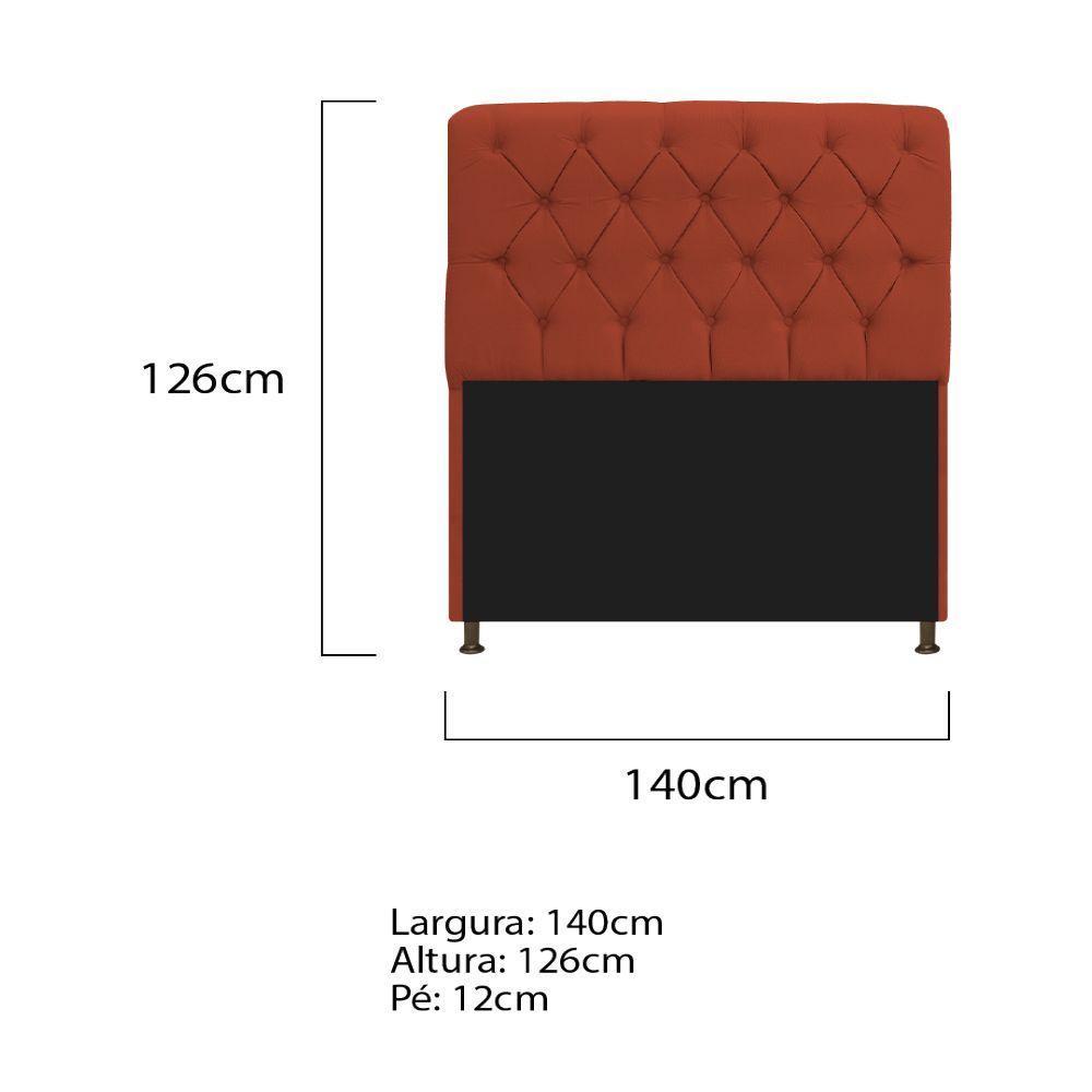 Cabeceira Estofada Lady 140 Cm Solteiro Com Capitonê Suede - Doce Sonho Móveis Terracota - 2