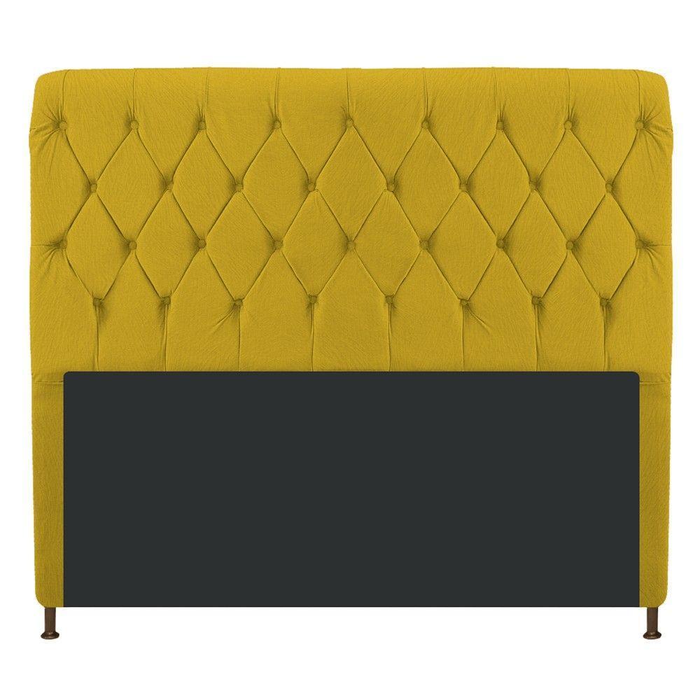 Cabeceira Cristal 195Cm King Size Com Capitonê Suede Amarelo - 1