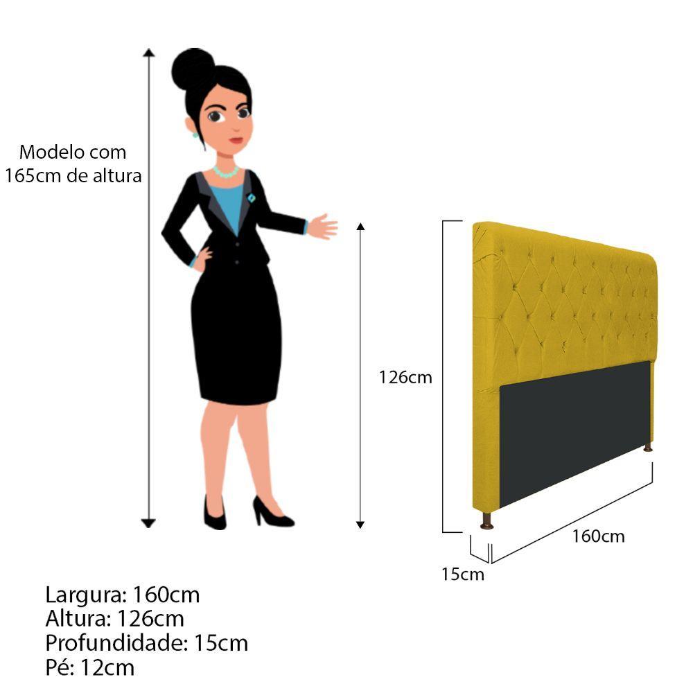 Cabeceira Cristal 195Cm King Size Com Capitonê Suede Amarelo - 2