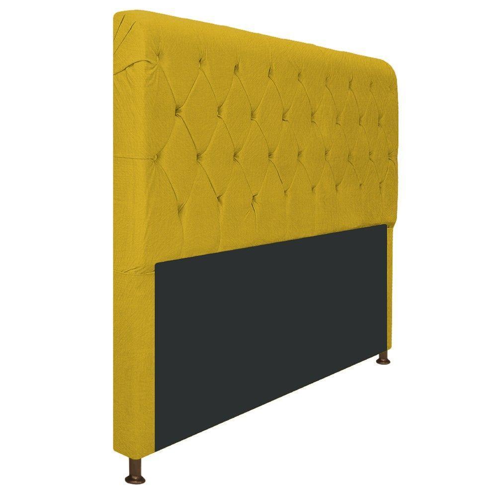 Cabeceira Cristal 195Cm King Size Com Capitonê Suede Amarelo - 3