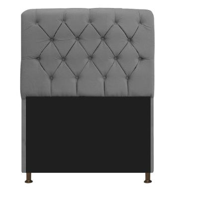 Cabeceira Estofada Lady 90 Cm Solteiro Com Capitonê Suede - Doce Sonho Móveis Cinza