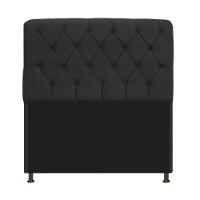 Cabeceira Estofada Lady 140 Cm Solteiro Com Capitonê Suede - Doce Sonho Móveis Preto - 1