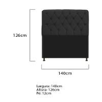 Cabeceira Estofada Lady 140 Cm Solteiro Com Capitonê Suede - Doce Sonho Móveis Preto - 2