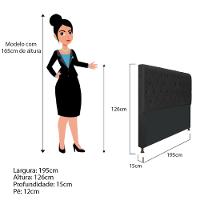 Cabeceira Cristal 195 Cm King Size Com Capitonê Suede Preto - 2