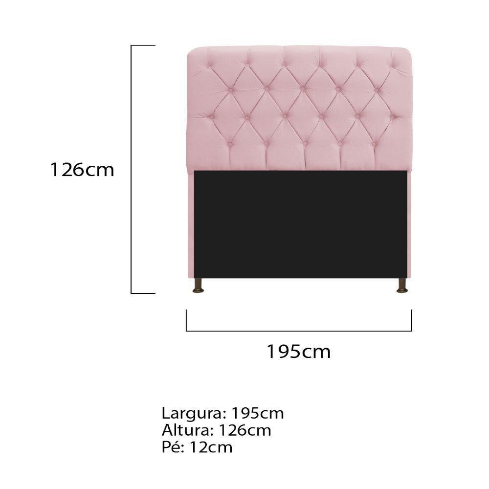 Cabeceira Estofada Lady 195 Cm King Size Com Capitonê Suede - Doce Sonho Móveis Rosa Bebê - 2