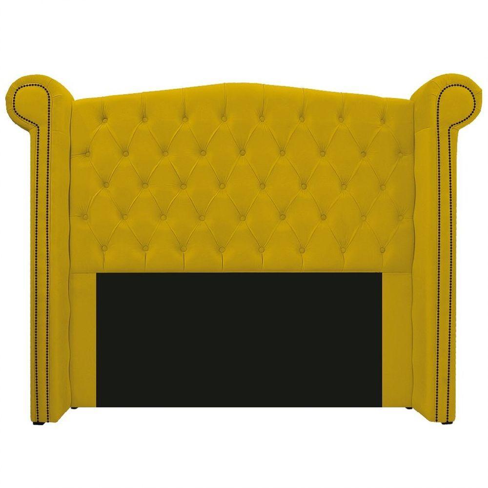 Kit Cabeceira Calçadeira Veneza 195cm Suede Amarelo - 6