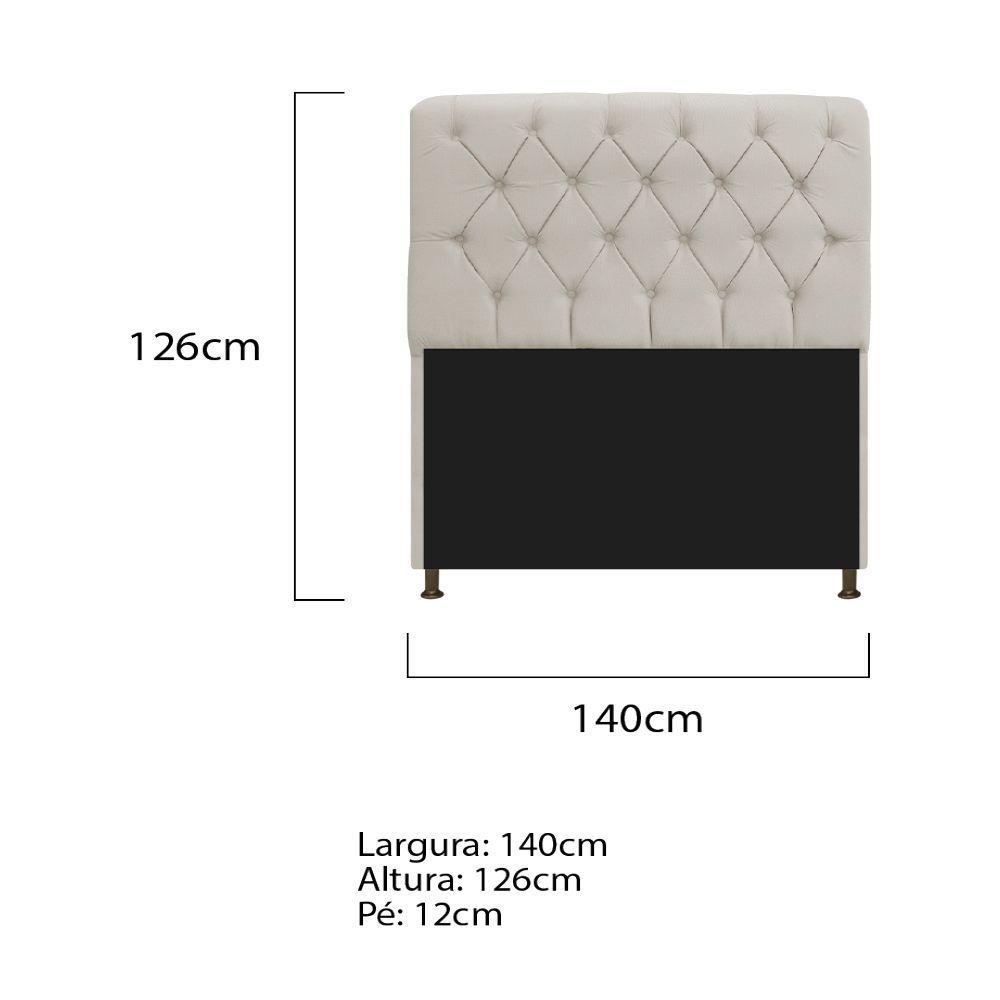 Cabeceira Estofada Lady 140 Cm Solteiro Com Capitonê Suede - Doce Sonho Móveis Bege - 2