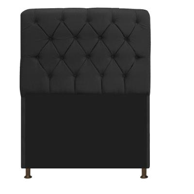 Cabeceira Estofada Lady 90 Cm Solteiro Com Capitonê Suede - Doce Sonho Móveis Preto